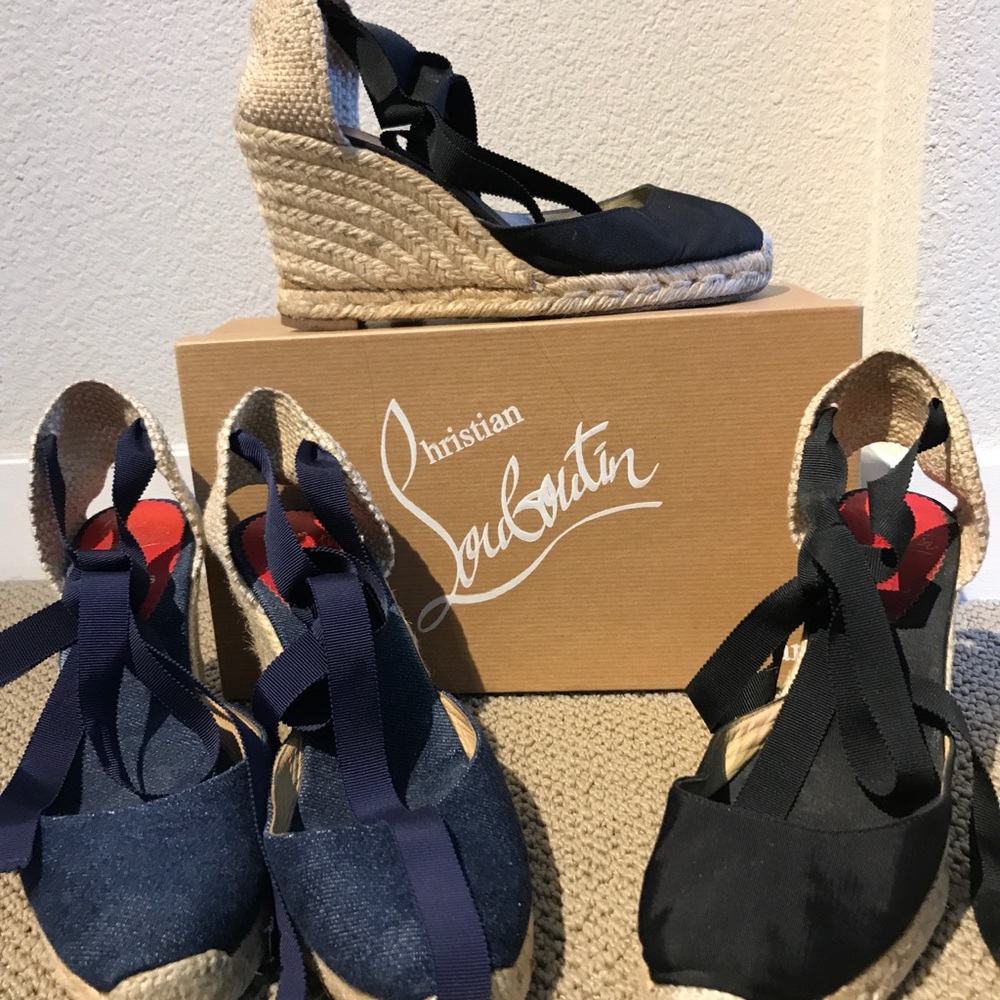 Louboutin espadrilles rare denim blue $150 38